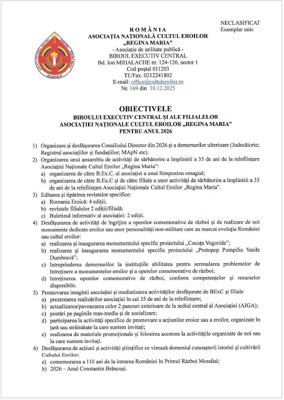 Obiectivele ANCE„RM” pentru anul 2026